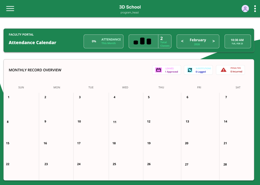 Attendance calendar interface design